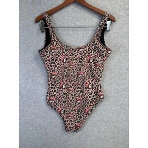 Buc-ee's Leopard Print One Piece Swimsuit Sz Small Funny Graphic Tank Suit